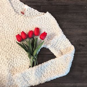 Cloud Nine Popcorn Knit Cream Pullover Sweater